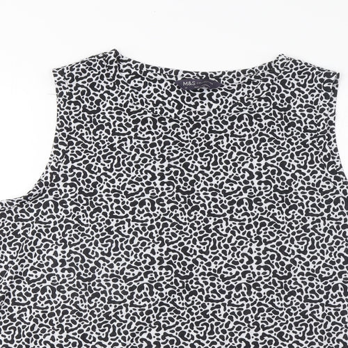 Marks and Spencer Womens Black Geometric Polyester Basic Tank Size 14 Boat Neck