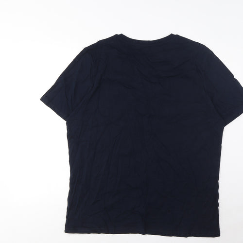 Marks and Spencer Mens Blue Cotton T-Shirt Size XL Crew Neck
