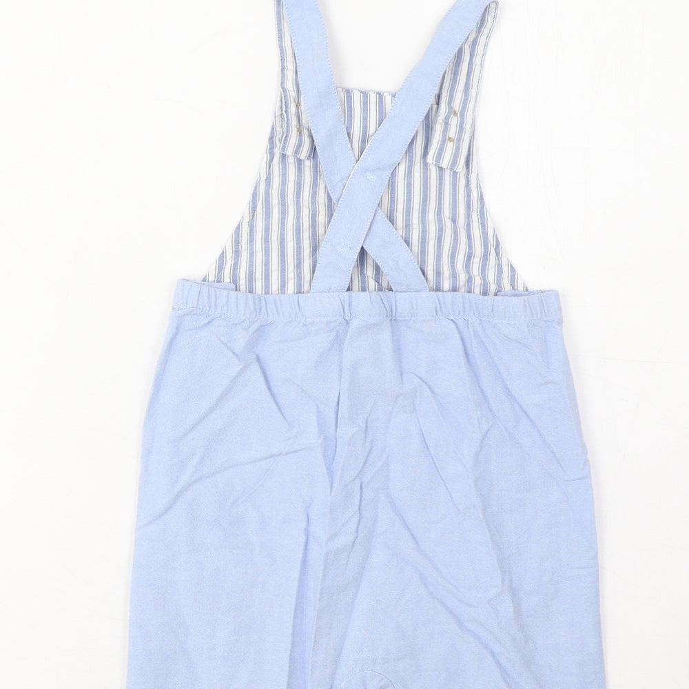 Marks and Spencer Baby Blue Cotton Dungaree One-Piece Size 18-24 Months Button - Good little bunnies