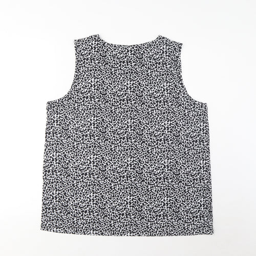 Marks and Spencer Womens Black Geometric Polyester Basic Tank Size 14 Scoop Neck