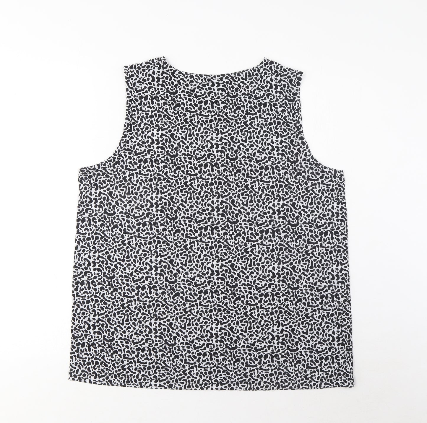 Marks and Spencer Womens Black Geometric Polyester Basic Tank Size 14 Scoop Neck