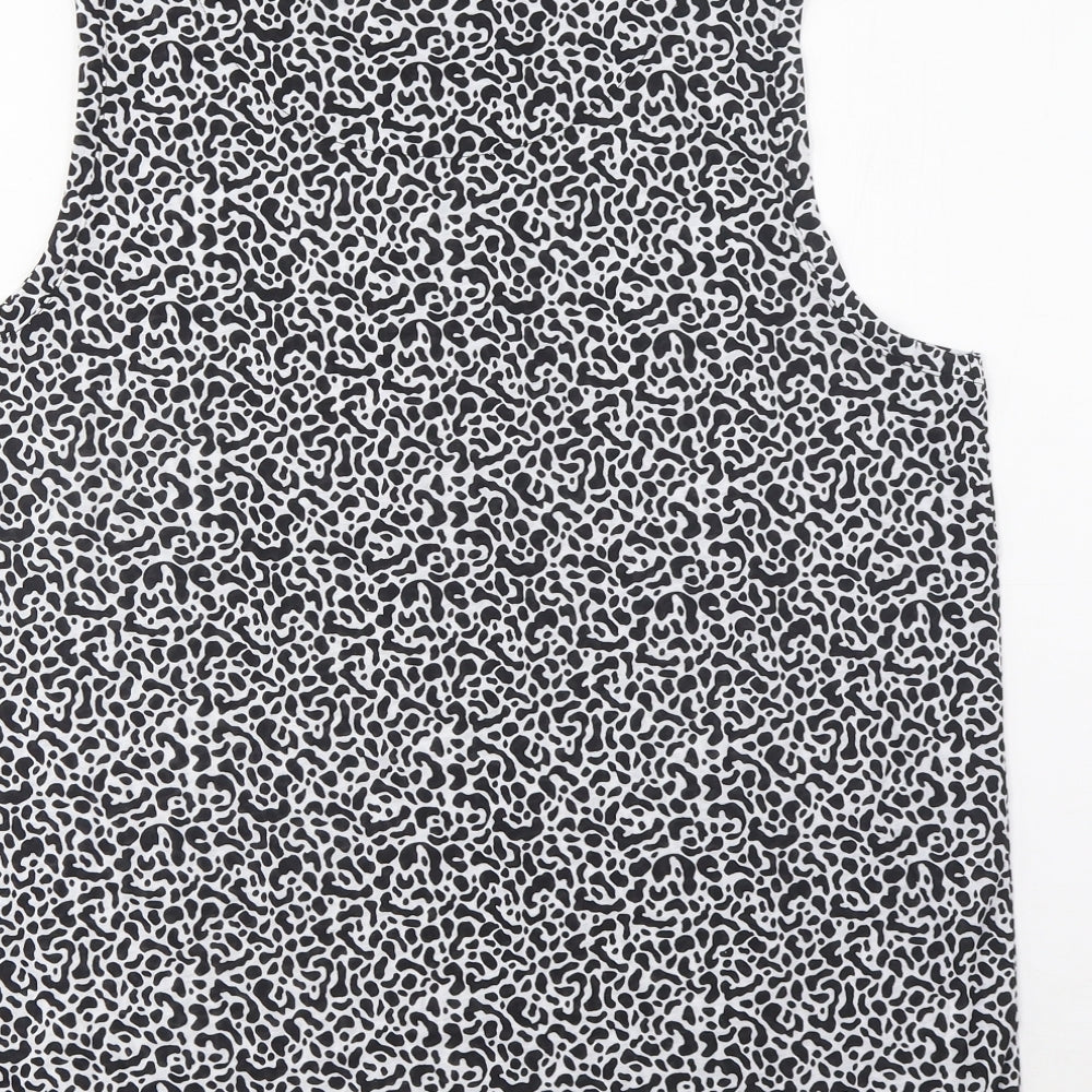 Marks and Spencer Womens Black Geometric Polyester Basic Tank Size 14 Scoop Neck