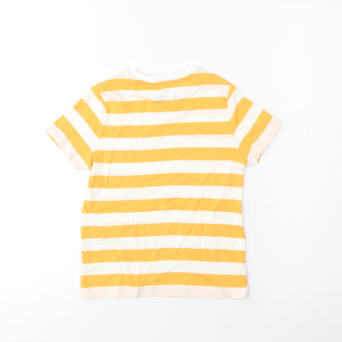 Marks and Spencer Boys Yellow Striped Cotton Basic T-Shirt Size 4-5 Years Crew Neck Pullover