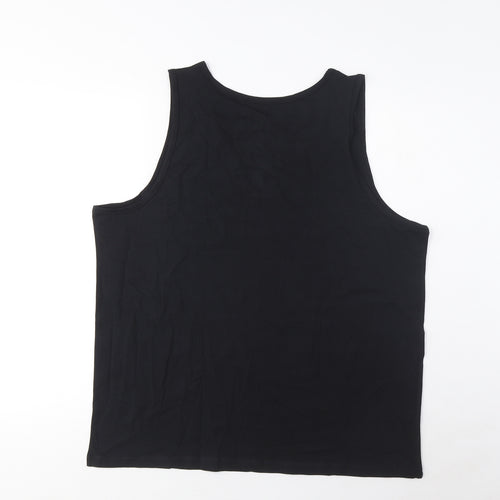 Marks and Spencer Mens Black Cotton Basic Tank Size 2XL Scoop Neck Pullover