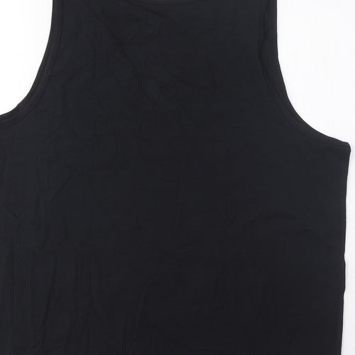 Marks and Spencer Mens Black Cotton Basic Tank Size 2XL Scoop Neck Pullover