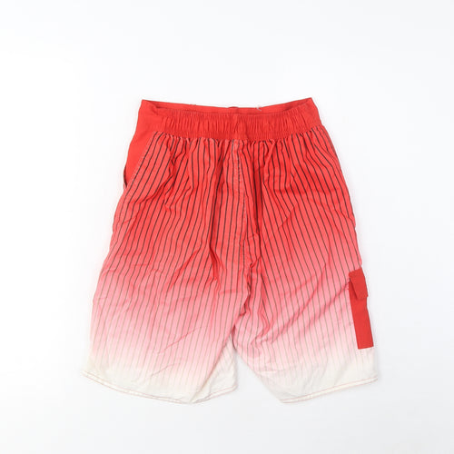 Quickbuck Boys Red Striped Polyester Sweat Shorts Size 11-12 Years L9 in Regular Drawstring - Pockets