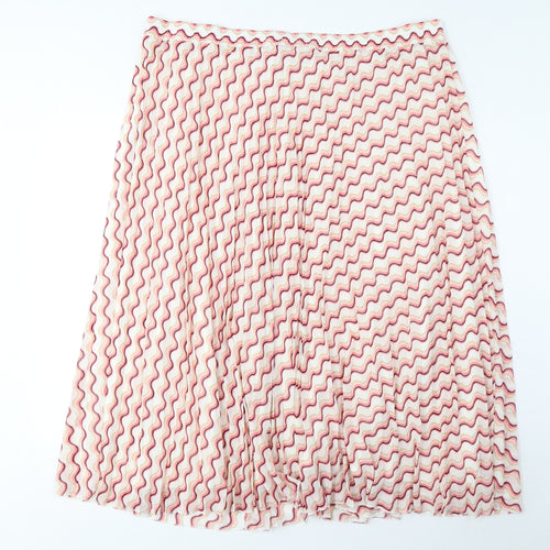 Marks and Spencer Womens Multicoloured Geometric Polyester A-Line Skirt Size 24 - Pleated