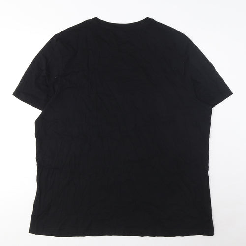 Marks and Spencer Mens Black Cotton T-Shirt Size 2XL Crew Neck