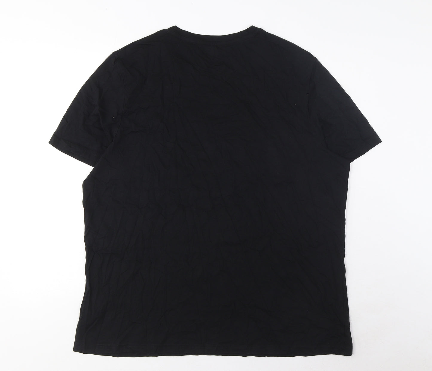 Marks and Spencer Mens Black Cotton T-Shirt Size 2XL Crew Neck