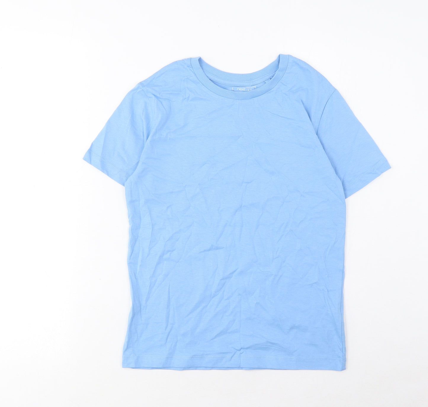 NEXT Boys Blue Cotton Basic T-Shirt Size 8 Years Crew Neck Pullover