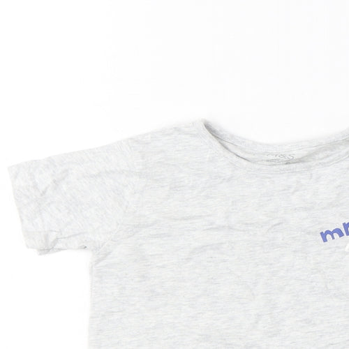 Marks and Spencer Boys Grey Cotton Basic T-Shirt Size 18-24 Months Crew Neck Button - Mr. Dino