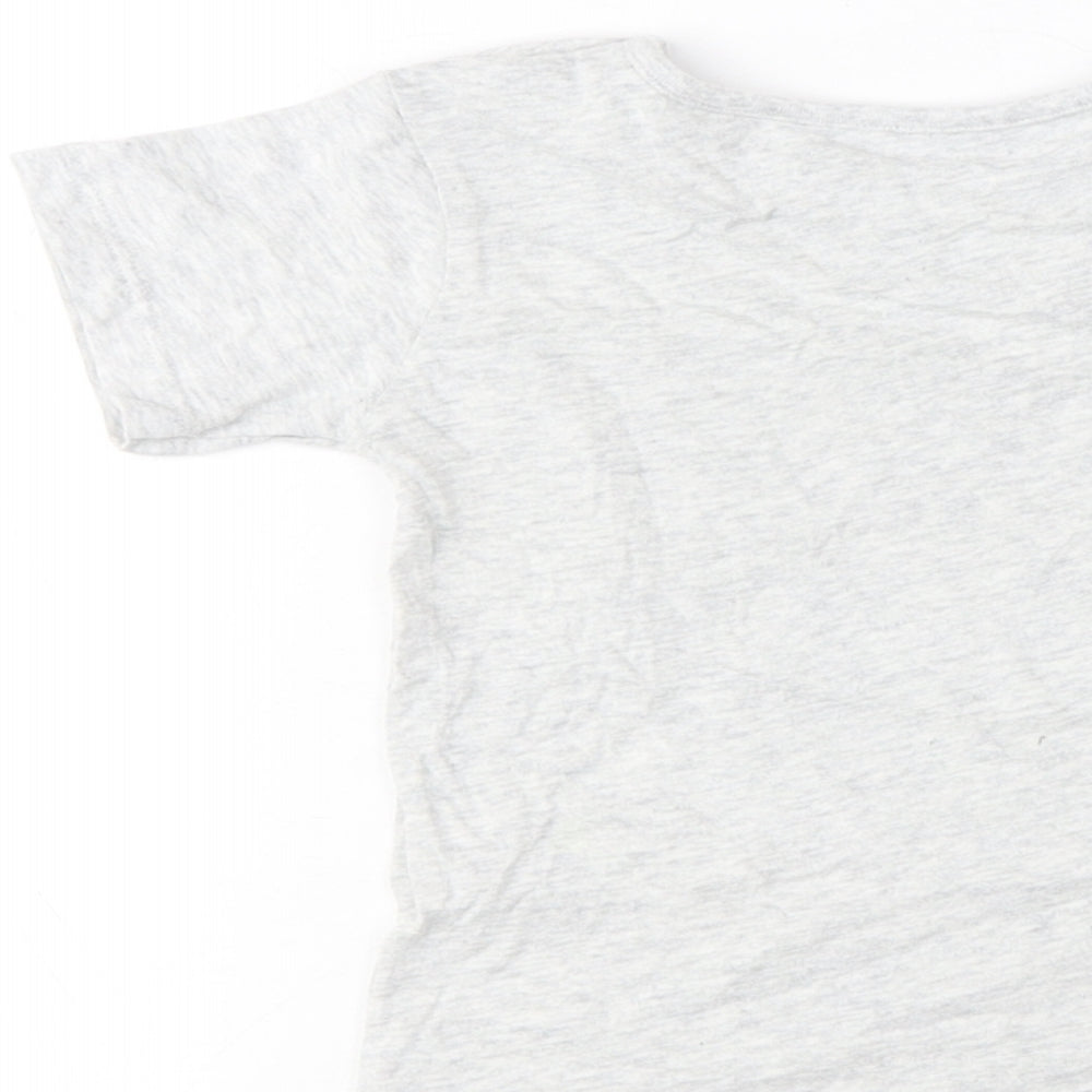Marks and Spencer Boys Grey Cotton Basic T-Shirt Size 18-24 Months Crew Neck Button - Mr. Dino