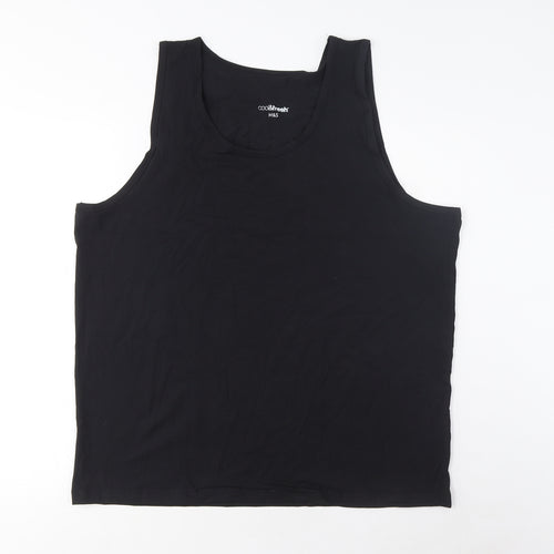 Marks and Spencer Mens Black Cotton Basic Tank Size 2XL Scoop Neck Pullover