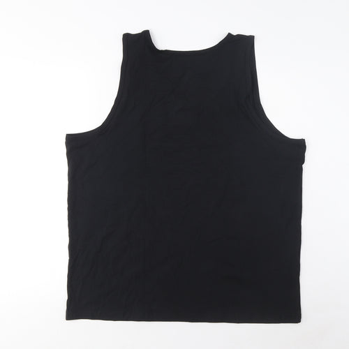 Marks and Spencer Mens Black Cotton Basic Tank Size 2XL Scoop Neck Pullover
