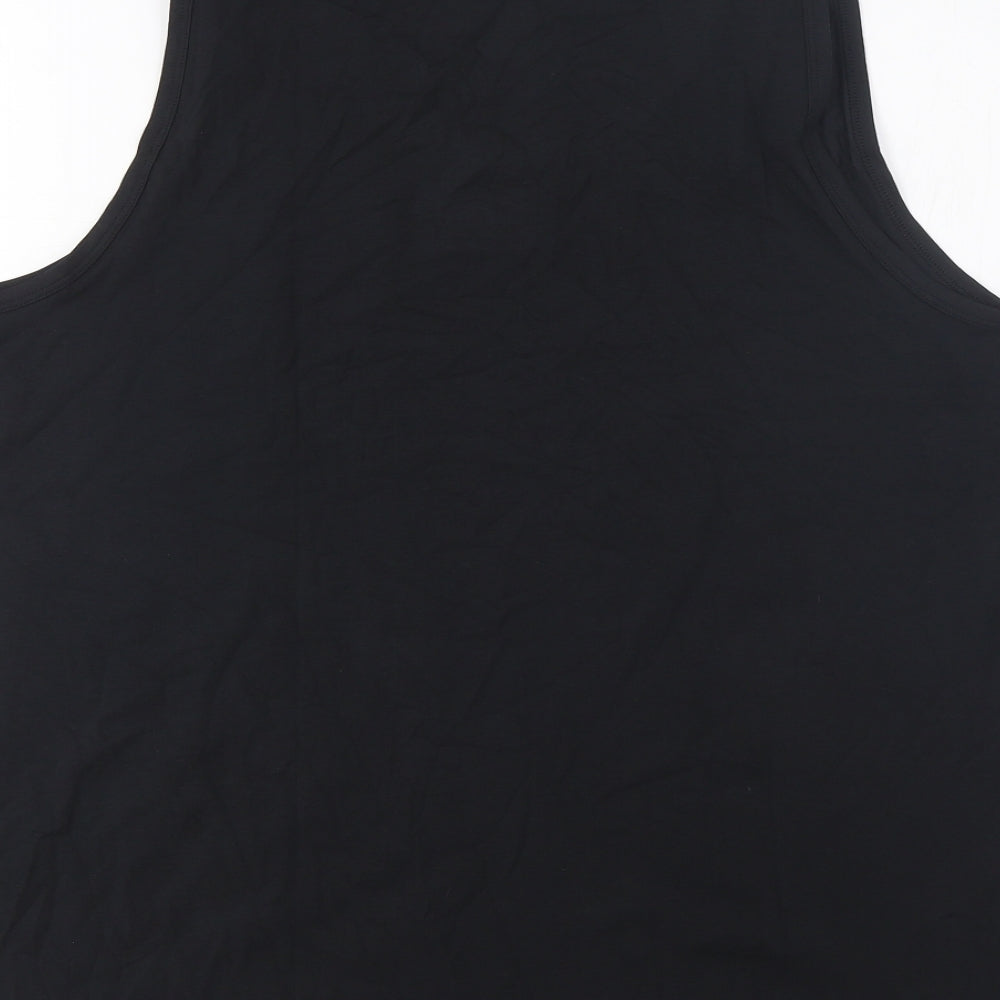 Marks and Spencer Mens Black Cotton Basic Tank Size 2XL Scoop Neck Pullover