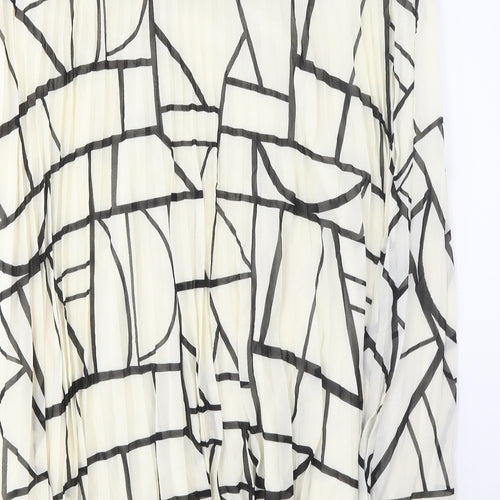 Marks and Spencer Womens Beige Geometric Polyester A-Line Skirt Size 24 - Pleated
