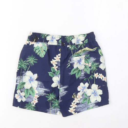 Marks and Spencer Boys Multicoloured Geometric Polyester Sweat Shorts Size 5-6 Years Regular Drawstring - Swim Shorts