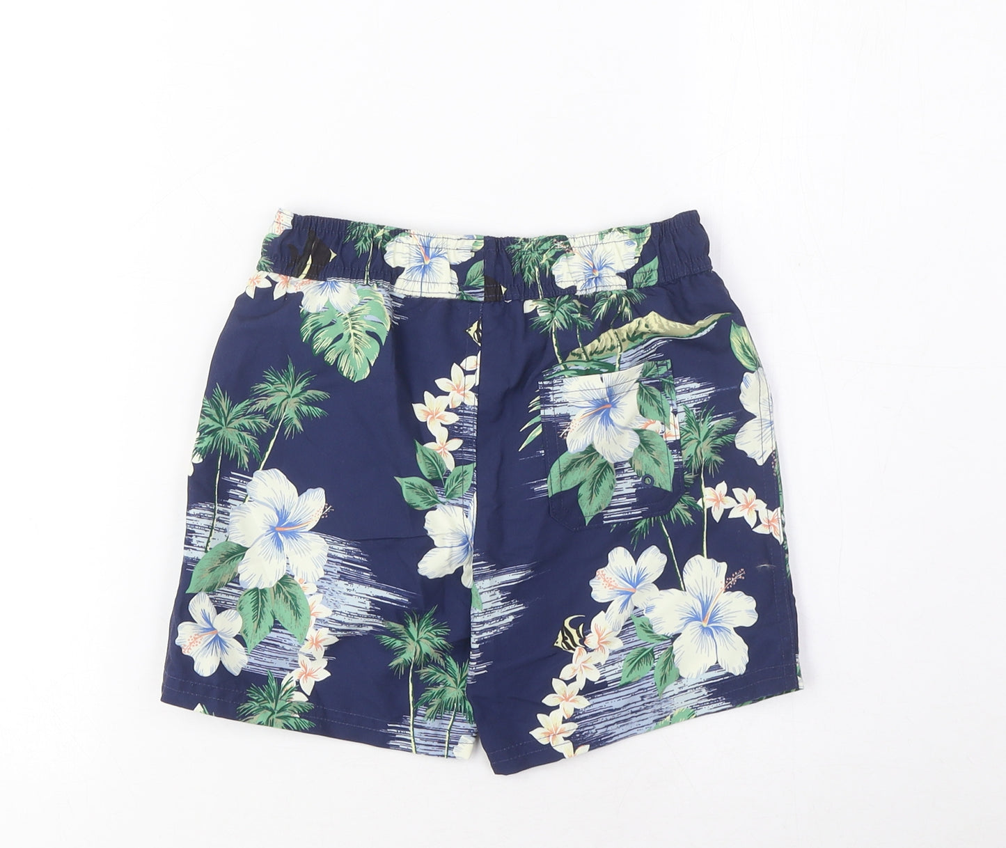 Marks and Spencer Boys Multicoloured Geometric Polyester Sweat Shorts Size 5-6 Years Regular Drawstring - Swim Shorts