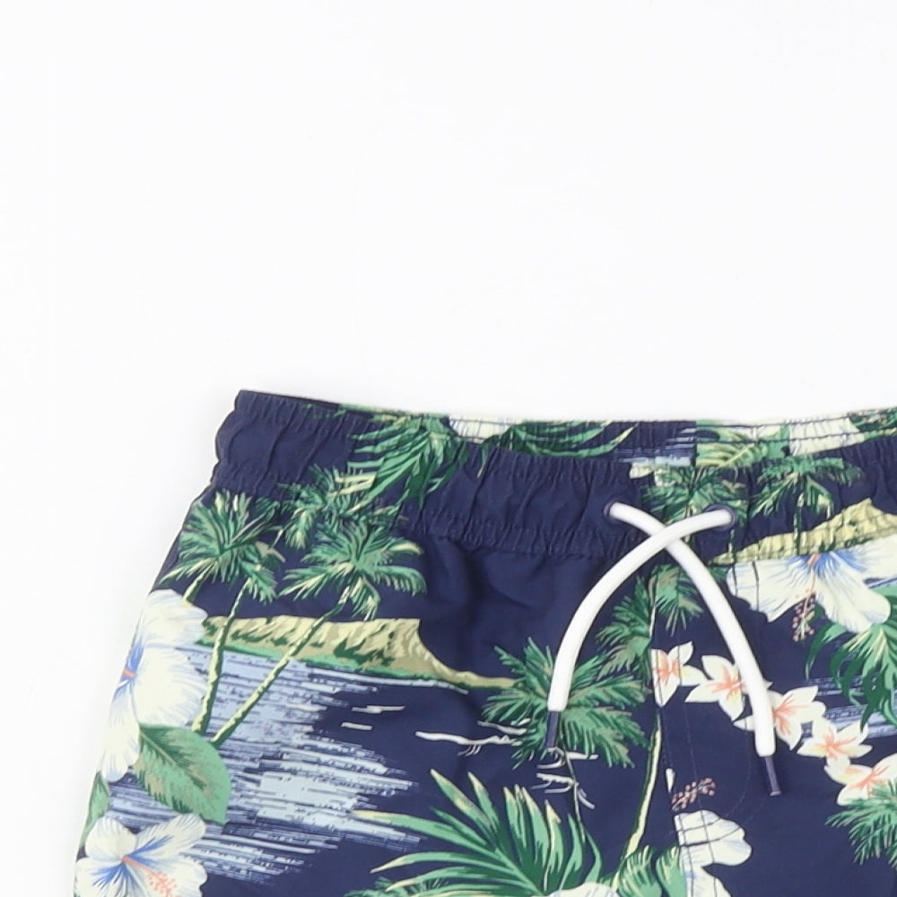 Marks and Spencer Boys Multicoloured Geometric Polyester Sweat Shorts Size 5-6 Years Regular Drawstring - Swim Shorts