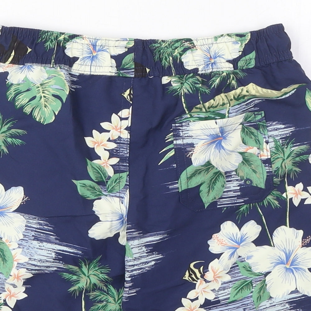 Marks and Spencer Boys Multicoloured Geometric Polyester Sweat Shorts Size 5-6 Years Regular Drawstring - Swim Shorts
