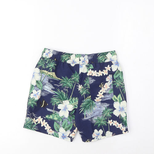 Marks and Spencer Boys Multicoloured Geometric Polyester Sweat Shorts Size 7-8 Years Regular Drawstring - Swim Shorts