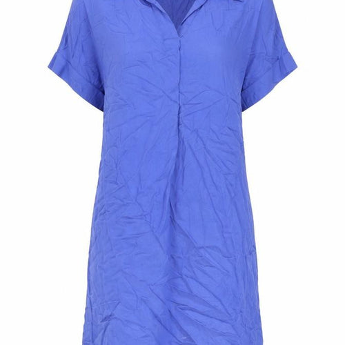 Marks and Spencer Womens Blue Viscose Shirt Dress Size 8 V-Neck Pullover