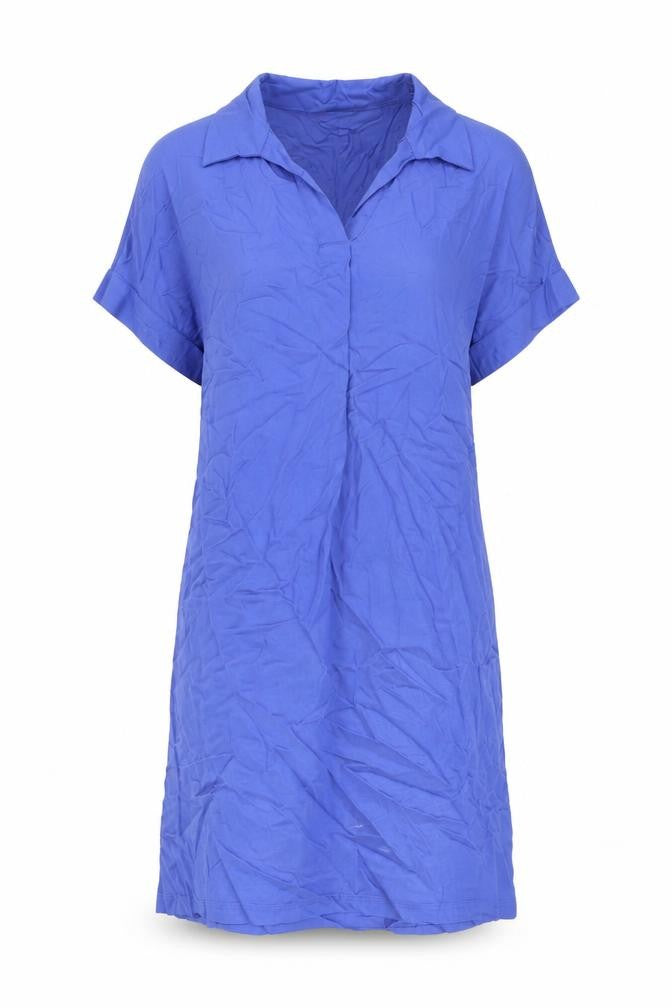 Marks and Spencer Womens Blue Viscose Shirt Dress Size 8 V-Neck Pullover