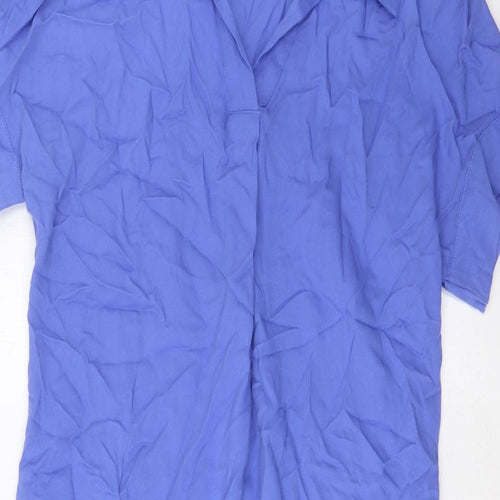 Marks and Spencer Womens Blue Viscose Shirt Dress Size 8 V-Neck Pullover