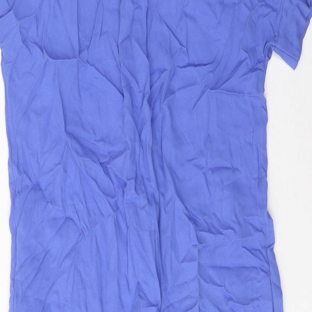 Marks and Spencer Womens Blue Viscose Shirt Dress Size 8 V-Neck Pullover