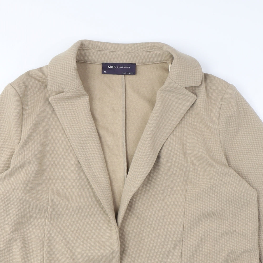 Marks and Spencer Womens Brown Jacket Blazer Size 16 - Open, Pockets