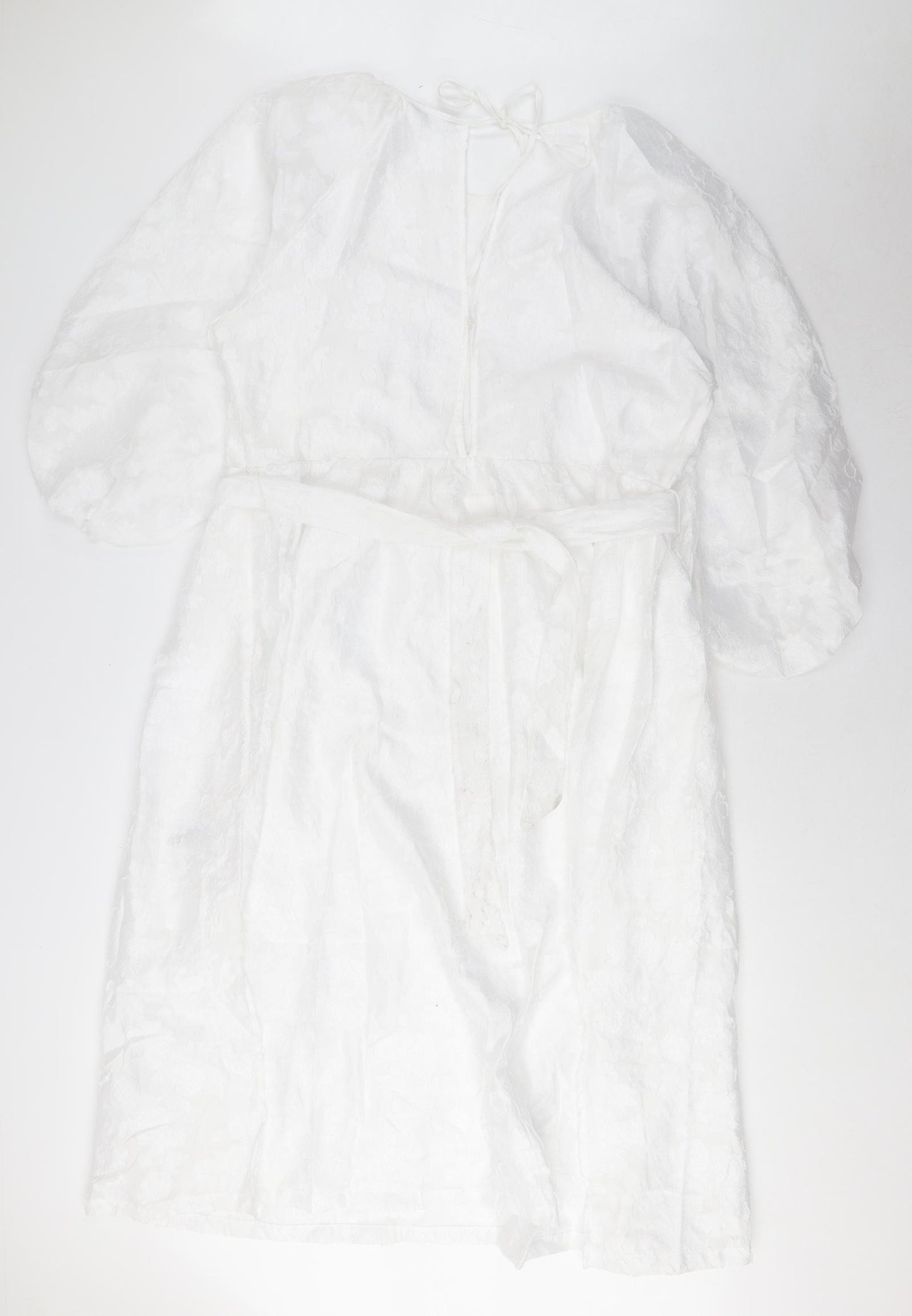 Marks and Spencer Womens White Polyester A-Line Size 18 Scoop Neck Zip - Belted