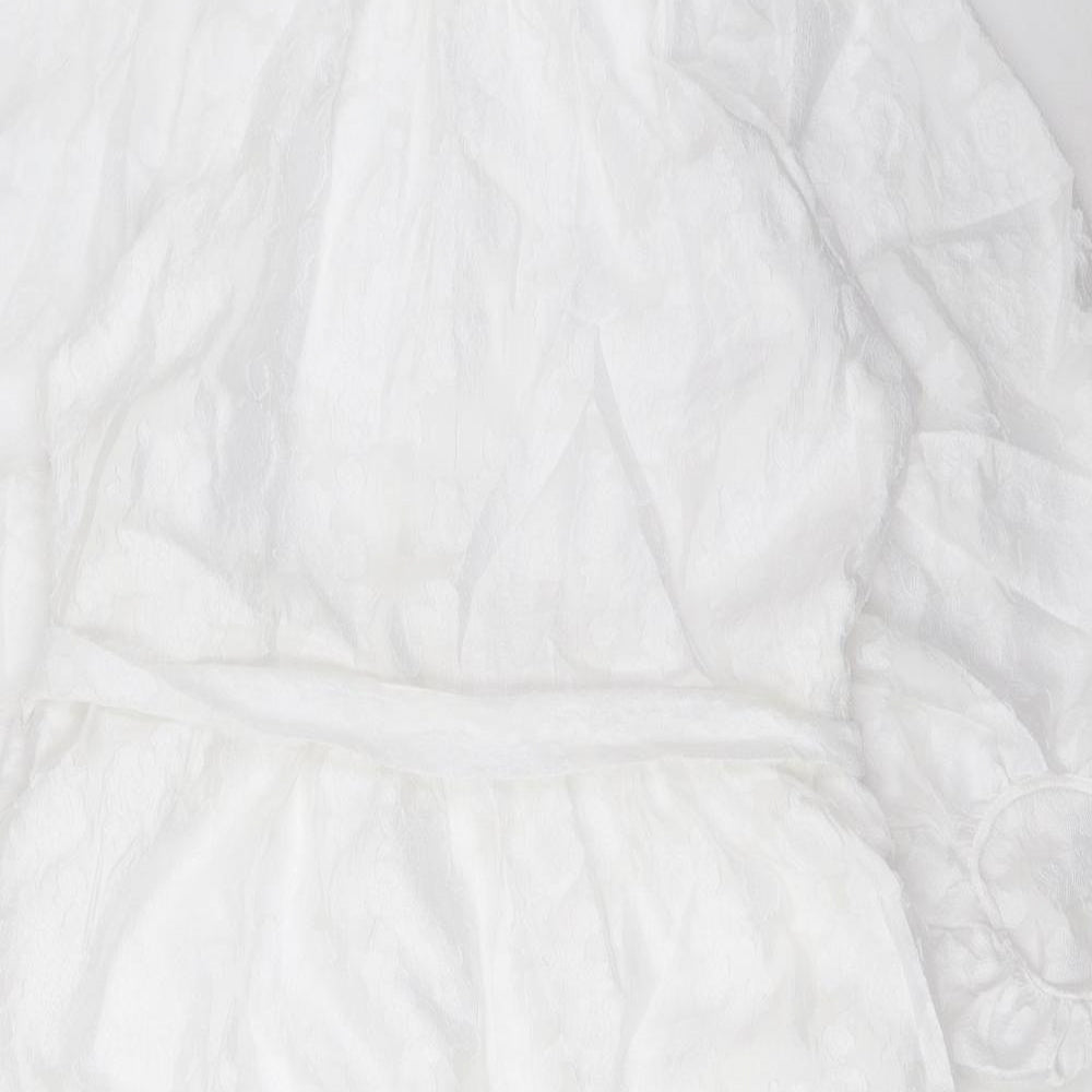 Marks and Spencer Womens White Polyester A-Line Size 18 Scoop Neck Zip - Belted