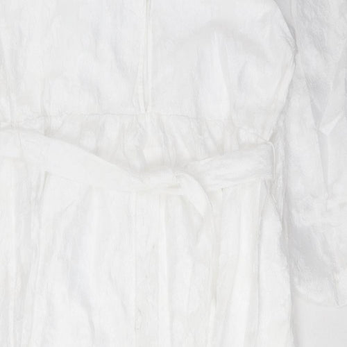 Marks and Spencer Womens White Polyester A-Line Size 18 Scoop Neck Zip - Belted