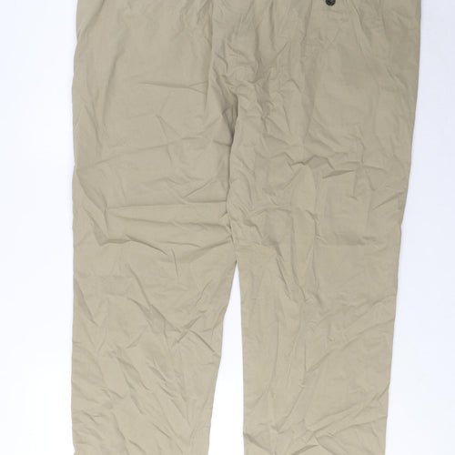 Marks and Spencer Mens Beige Cotton Trousers Size 42 in L29 in Regular Zip - Short Leg, Pockets