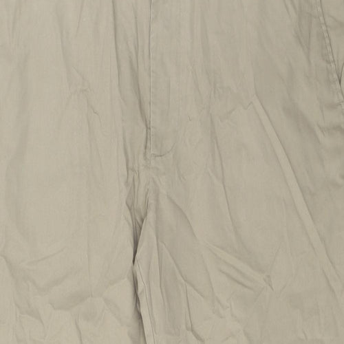 Marks and Spencer Mens Beige Cotton Trousers Size 42 in L29 in Regular Zip - Short Leg, Pockets