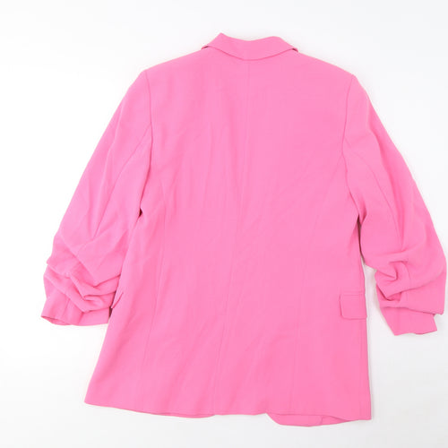 Marks and Spencer Womens Pink Jacket Blazer Size 10 - Open, Ruched Sleeves