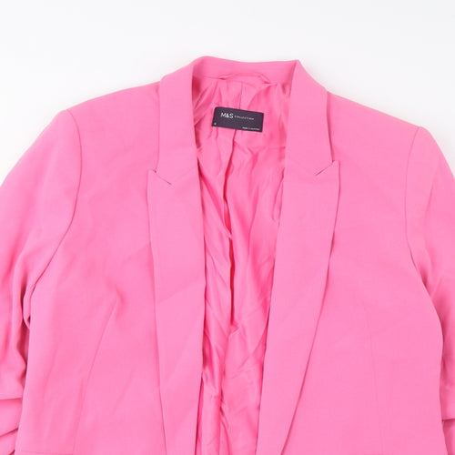 Marks and Spencer Womens Pink Jacket Blazer Size 10 - Open, Ruched Sleeves