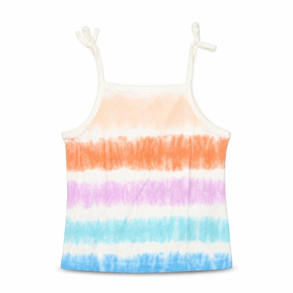 Marks and Spencer Girls Multicoloured Striped Cotton Cropped Tank Size 3-4 Years Square Neck Pullover