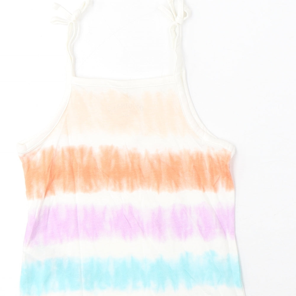 Marks and Spencer Girls Multicoloured Striped Cotton Cropped Tank Size 3-4 Years Square Neck Pullover