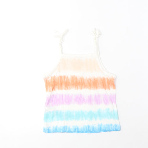 Marks and Spencer Girls Multicoloured Striped Cotton Basic Tank Size 3-4 Years Square Neck Pullover