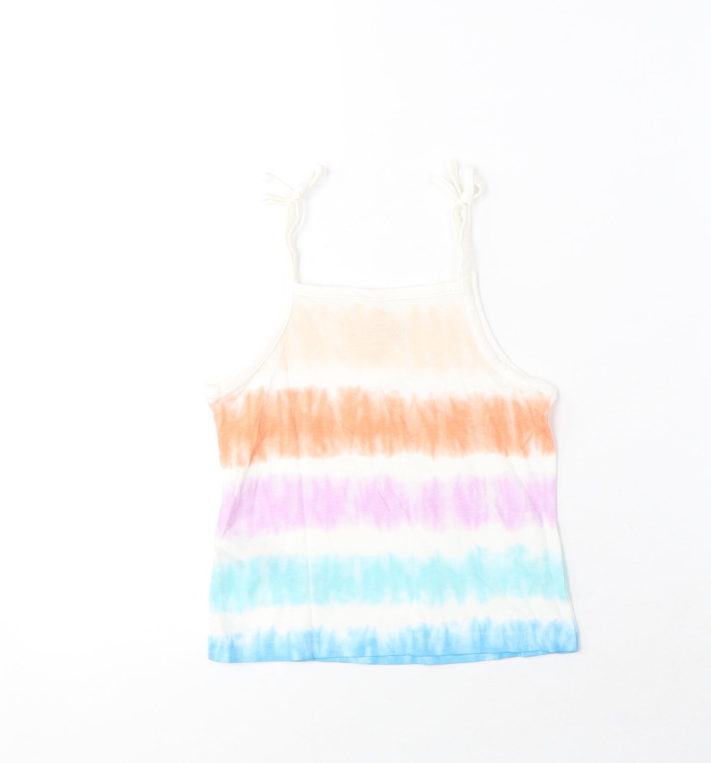 Marks and Spencer Girls Multicoloured Striped Cotton Basic Tank Size 3-4 Years Square Neck Pullover