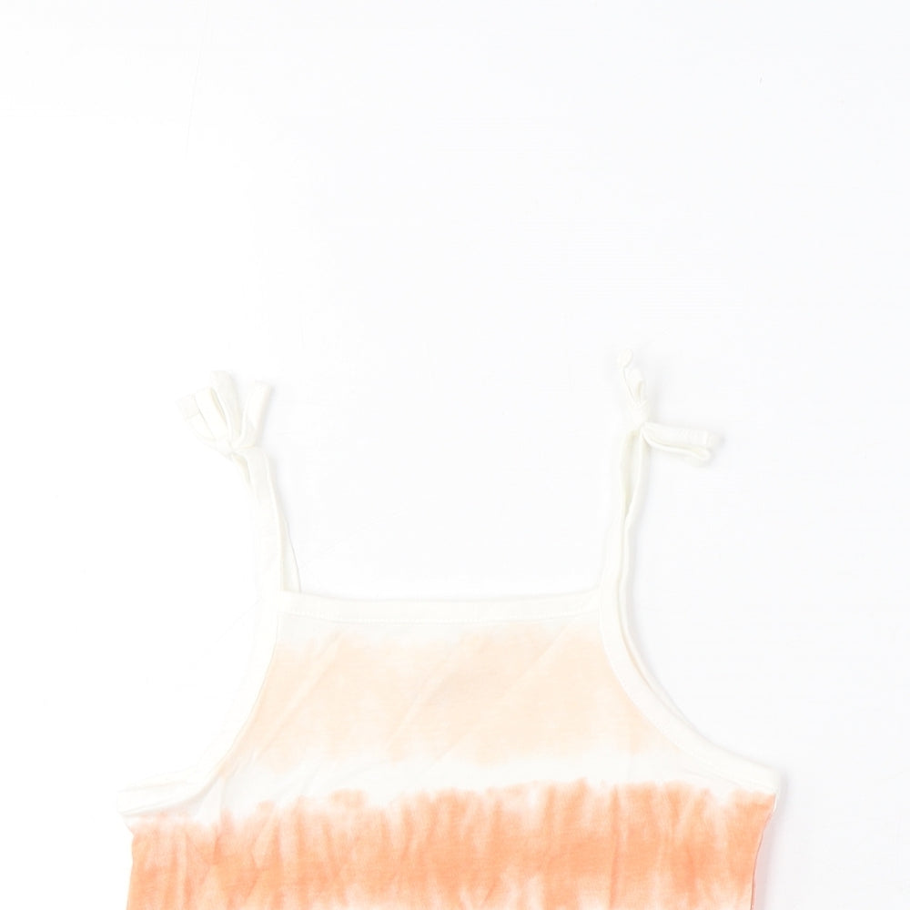 Marks and Spencer Girls Multicoloured Striped Cotton Basic Tank Size 3-4 Years Square Neck Pullover