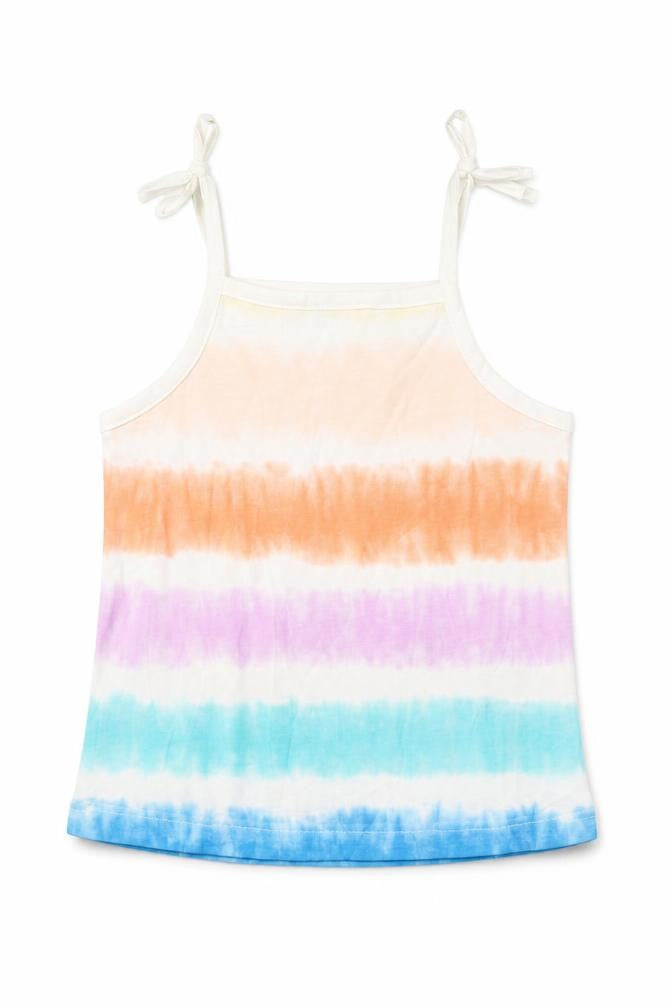 Marks and Spencer Girls Multicoloured Striped Cotton Cropped Tank Size 3-4 Years Square Neck Pullover