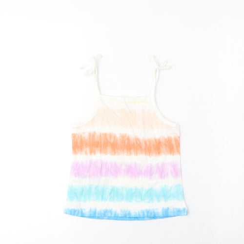 Marks and Spencer Girls Multicoloured Striped Cotton Basic Tank Size 3-4 Years Square Neck Pullover