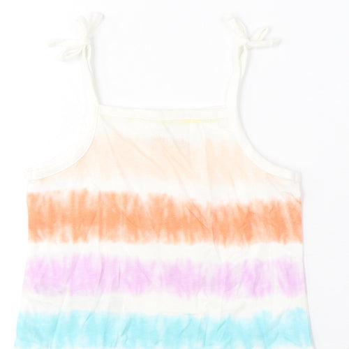 Marks and Spencer Girls Multicoloured Striped Cotton Basic Tank Size 3-4 Years Square Neck Pullover