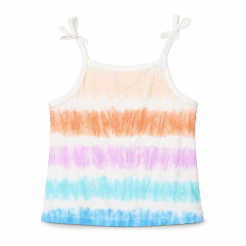 Marks and Spencer Girls Multicoloured Striped Cotton Cropped Tank Size 2-3 Years Square Neck Pullover