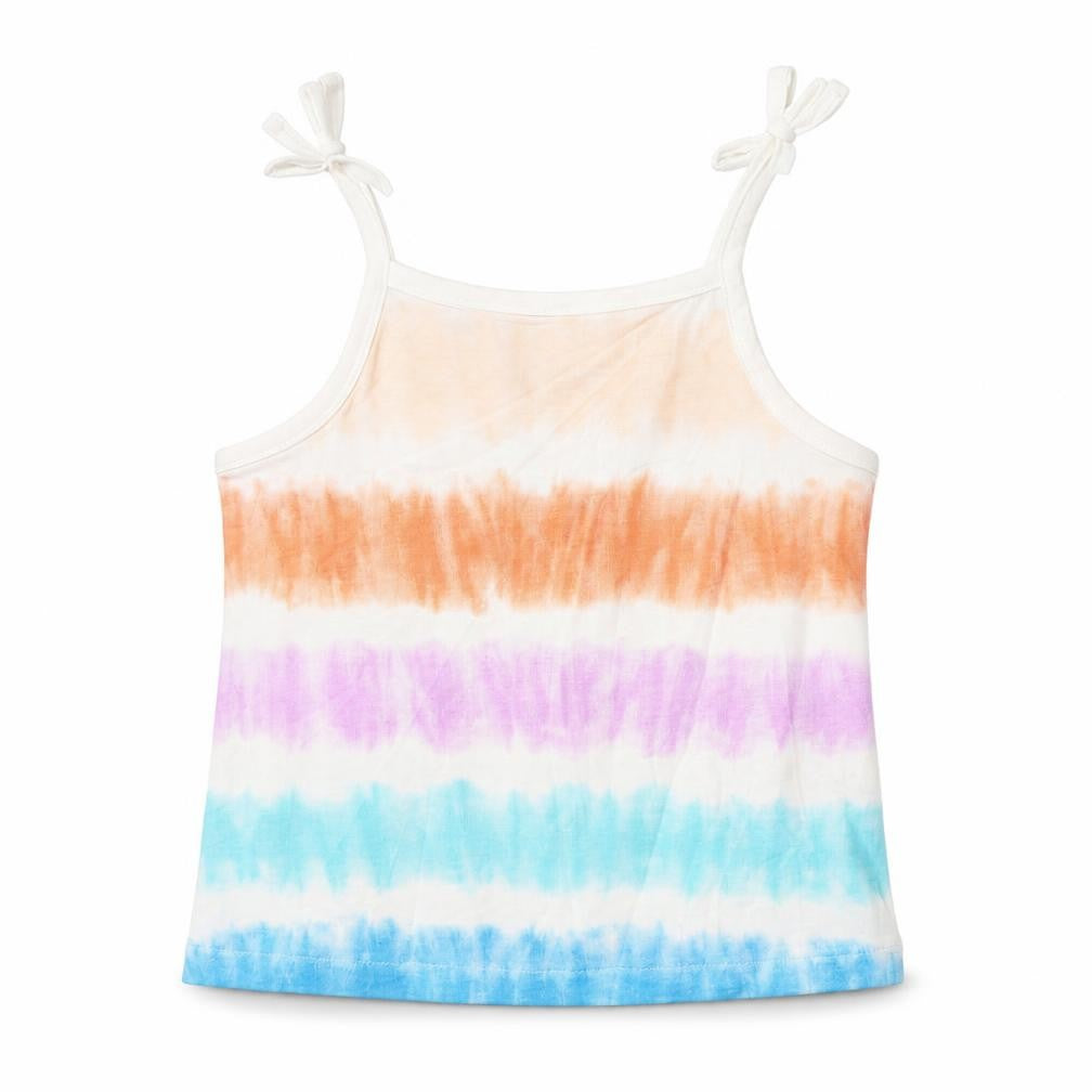 Marks and Spencer Girls Multicoloured Striped Cotton Cropped Tank Size 2-3 Years Square Neck Pullover