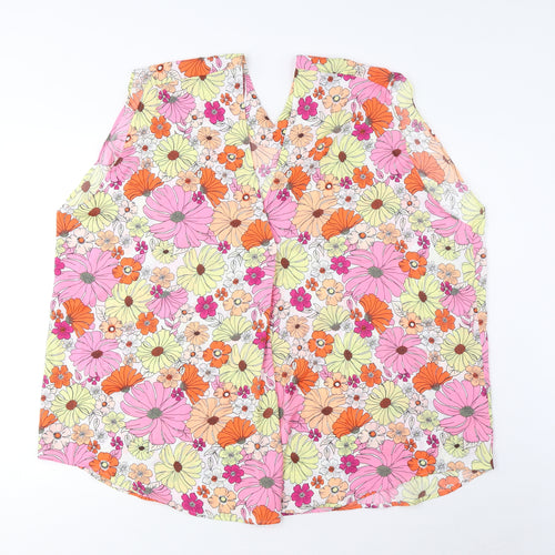 Marks and Spencer Womens Multicoloured Floral Polyester Basic Tank Size 24 V-Neck - Pleated