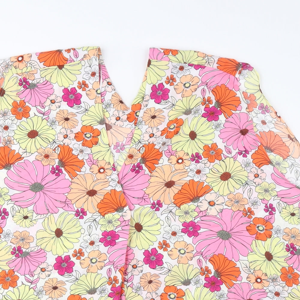 Marks and Spencer Womens Multicoloured Floral Polyester Basic Tank Size 24 V-Neck - Pleated