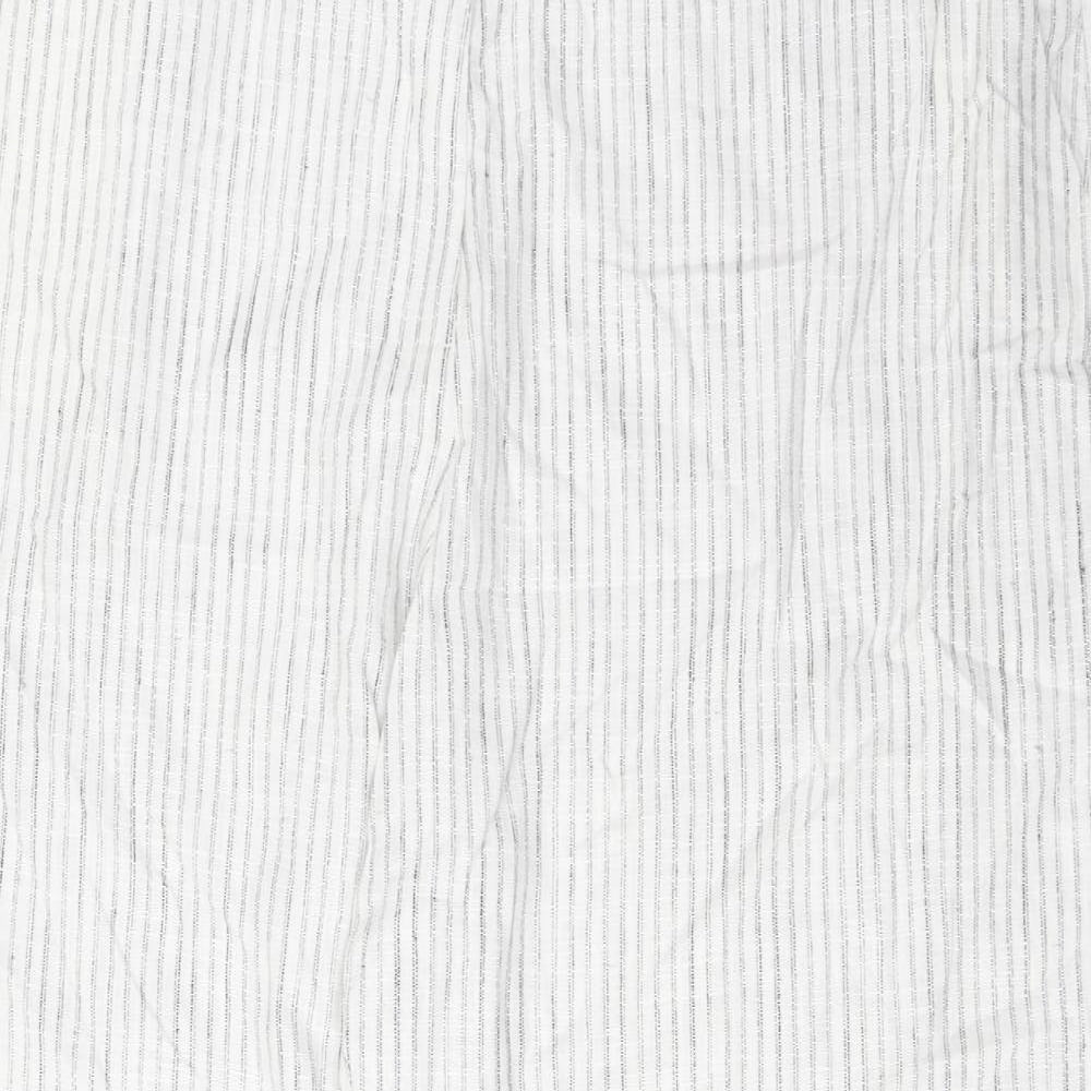 Marks and Spencer Womens White Striped Linen Trousers Size 24 L31 in Regular Zip - Pockets